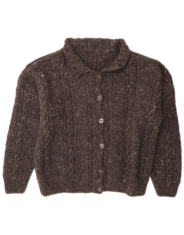 Maglione cardigan da donna vintage UK 20 2XL grigio screziato