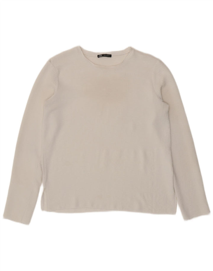 Top Zara da donna a maniche lunghe UK 10 Small bianco