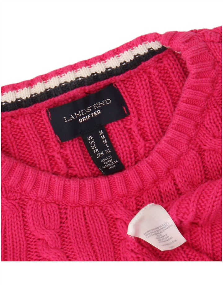 Maglione maglione girocollo da donna Lands End UK 14 Cotone rosa medio