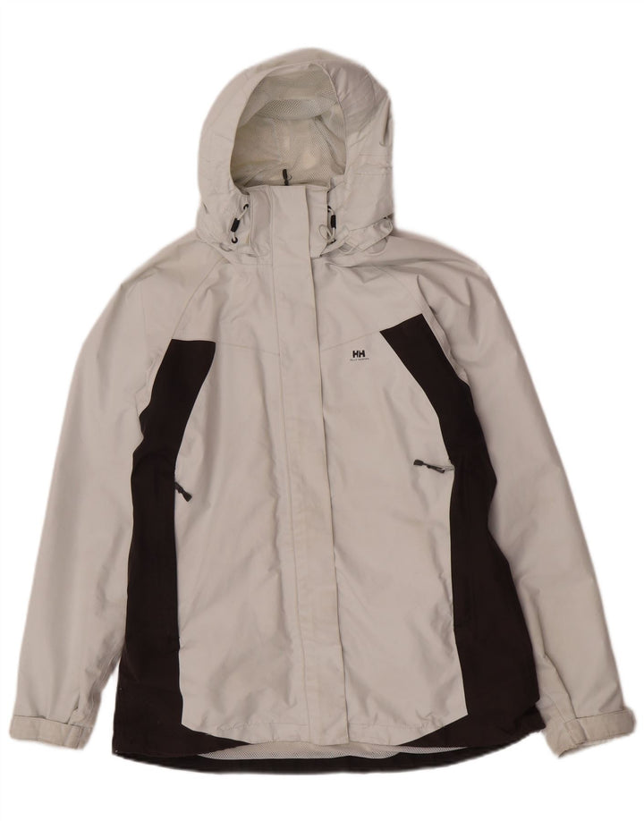 Giacca antipioggia con cappuccio da donna Helly Hansen UK 14 Medium Off White Colourblock