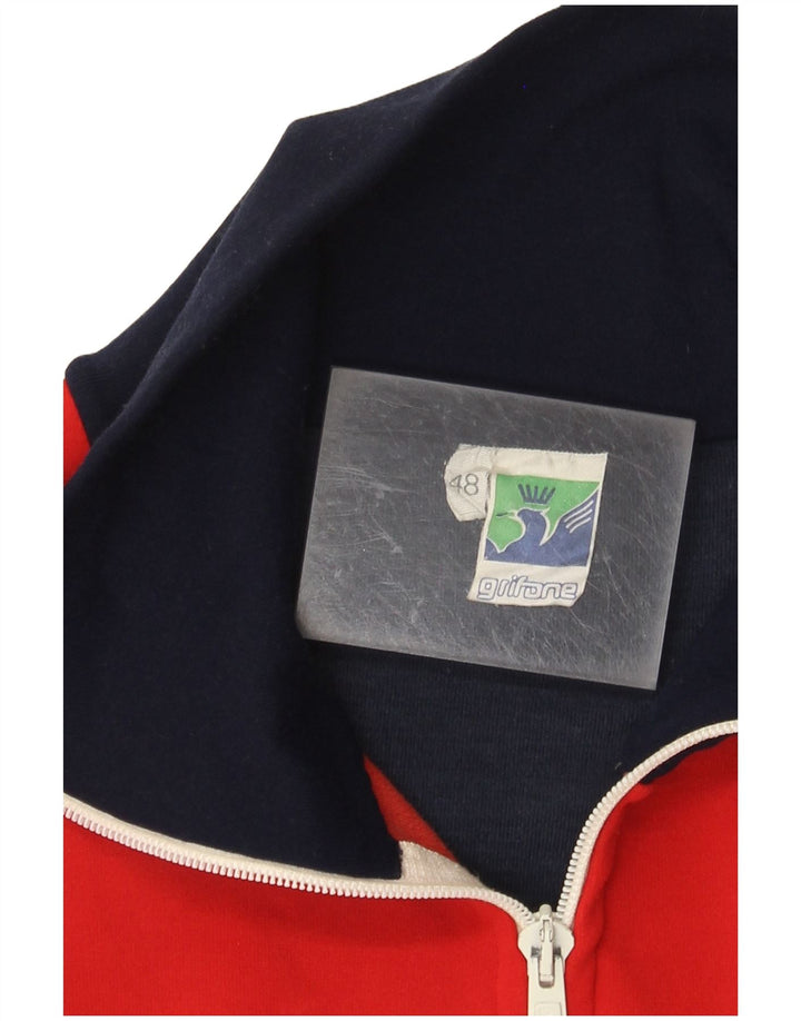 GRIFONI Felpa da Uomo con Zip Collo Maglione IT 48 Small Blu Navy Colourblock