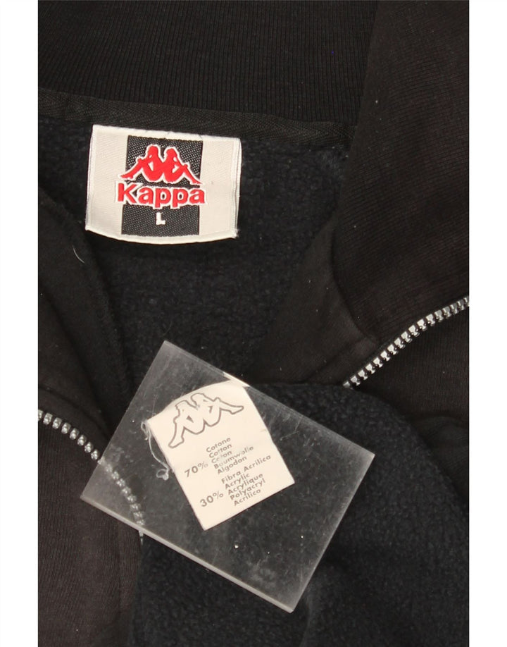 KAPPA Mens Zip Neck Sweatshirt Jumper Large Black Cotton