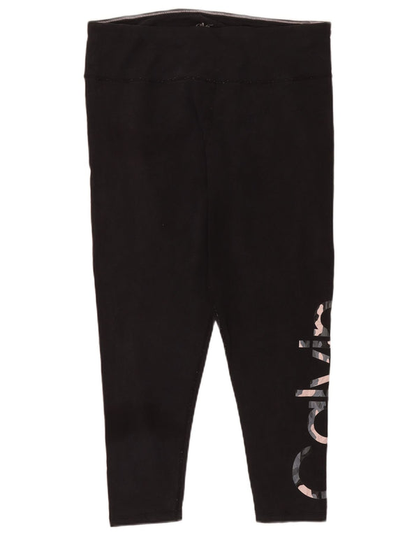 Leggings crop grafici da donna Calvin Klein UK 18 XL cotone nero