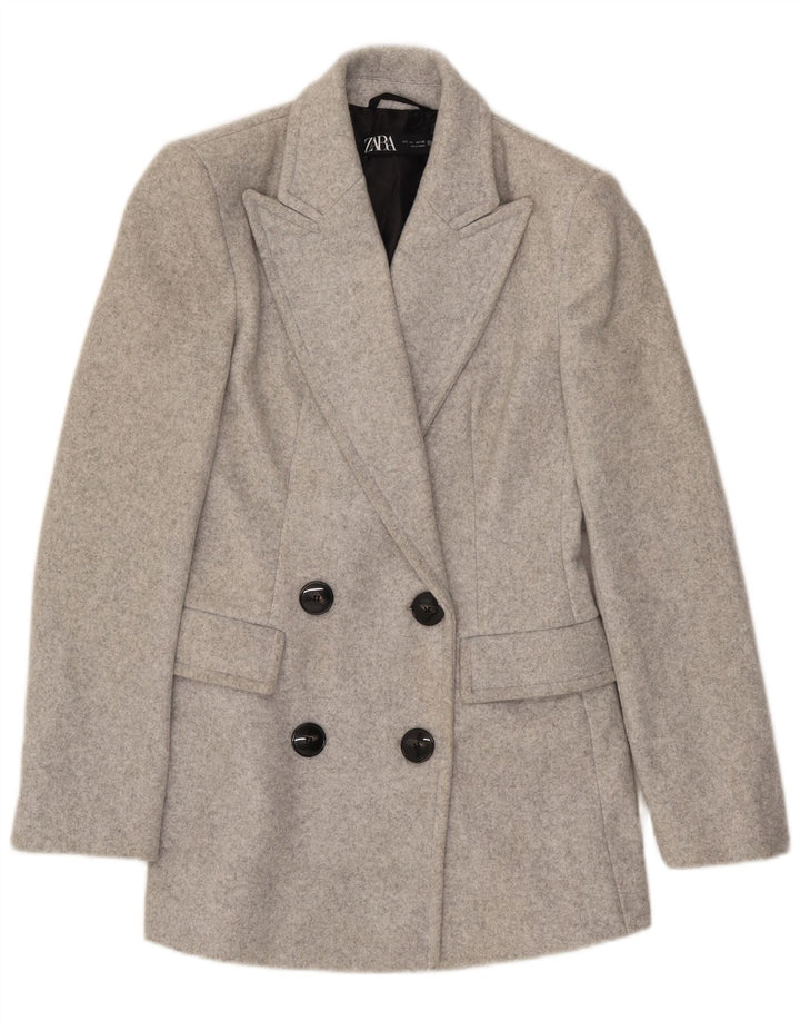 Giacca blazer doppiopetto da donna Zara UK 10 piccola poliestere grigio
