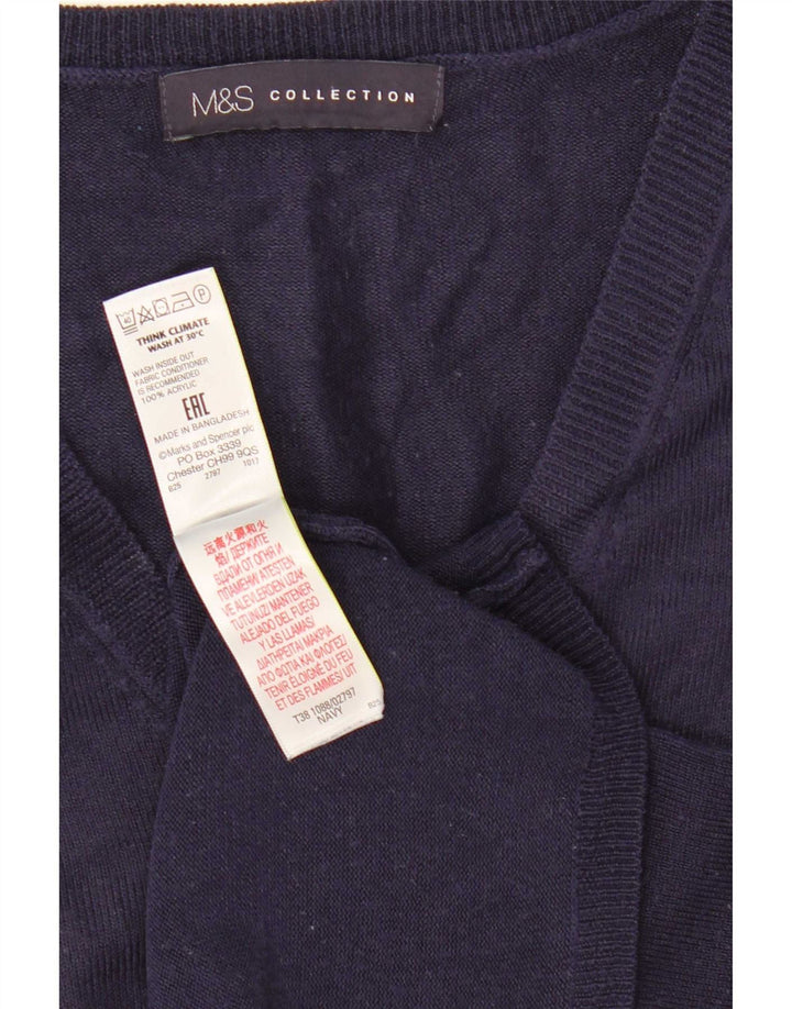 Maglione maglione con scollo a V da donna Marks & Spencer UK 12 medio blu navy