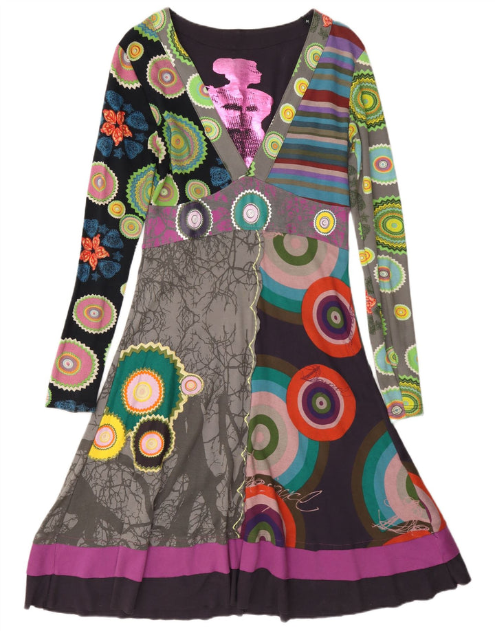 Desigual Abito da donna a trapezio con motivo astratto UK 12 medio multicolore