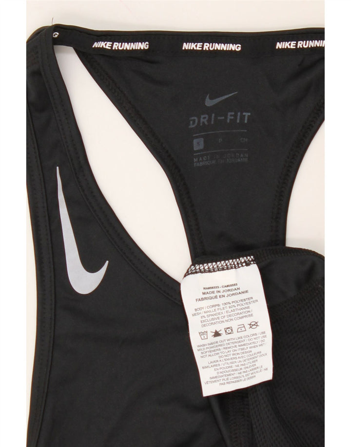NIKE Womens Dri Fit Graphic Vest Top UK 10 Small Black Polyester Vintage Nike and Second-Hand Nike from Messina Hembry 