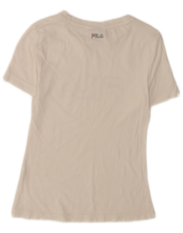 T-shirt grafica a maniche corte da donna Fila UK 4 XS bianca