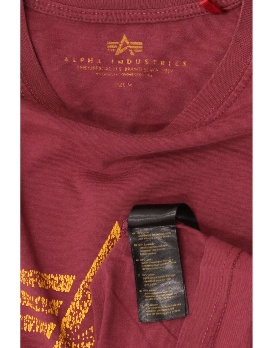 ALPHA INDUSTRIES T-shirt grafica da donna Top UK 14 Cotone bordeaux medio