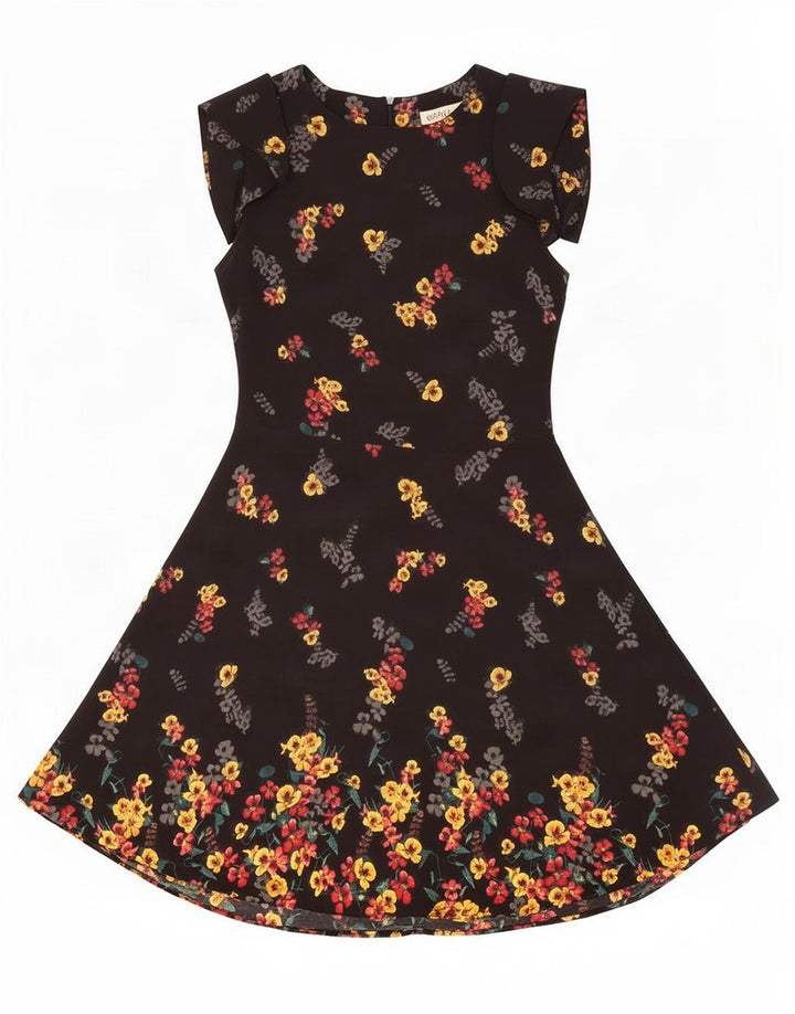 Abito a trapezio da donna Oasis UK 8 Piccolo poliestere floreale nero