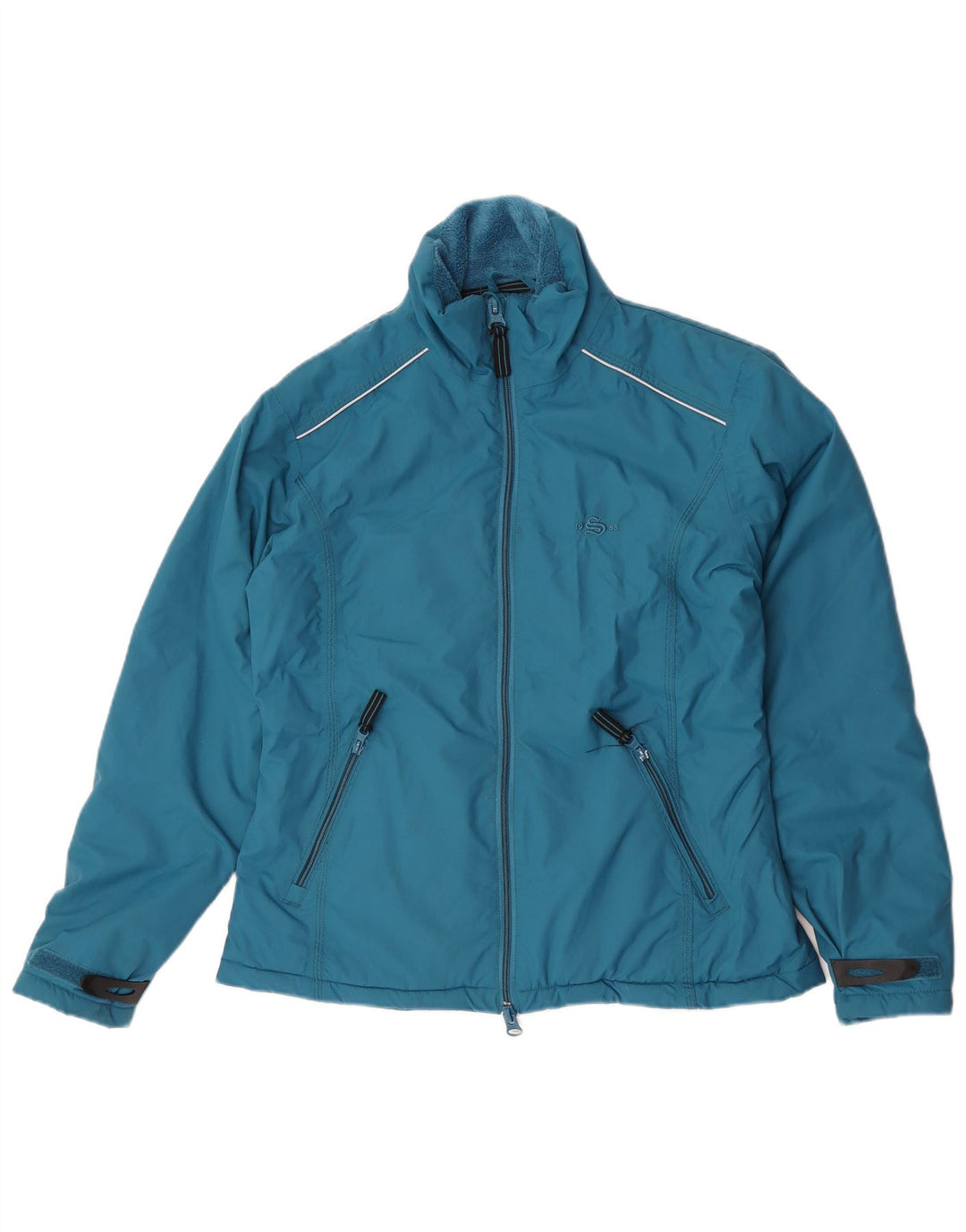 Giacca a vento da donna vintage UK 14 nylon blu medio