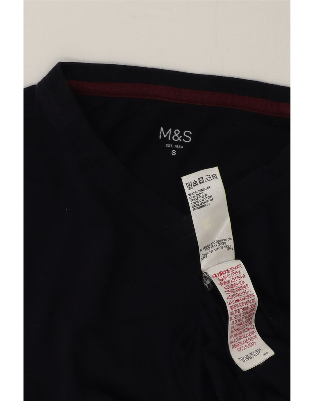 MARKS & SPENCER Top da uomo a manica lunga piccolo in cotone blu navy