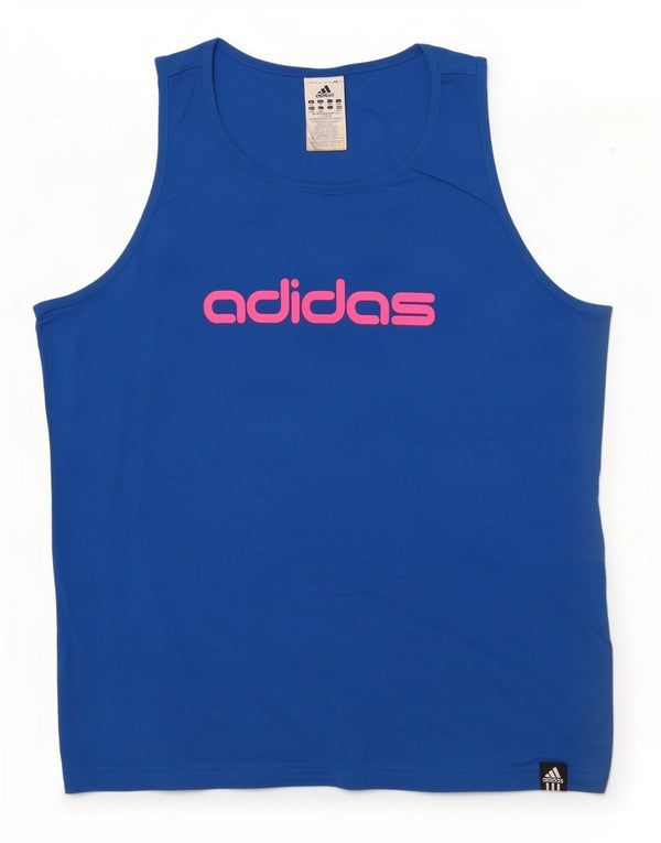 Canotta grafica da donna Adidas UK 20/22 XL cotone blu