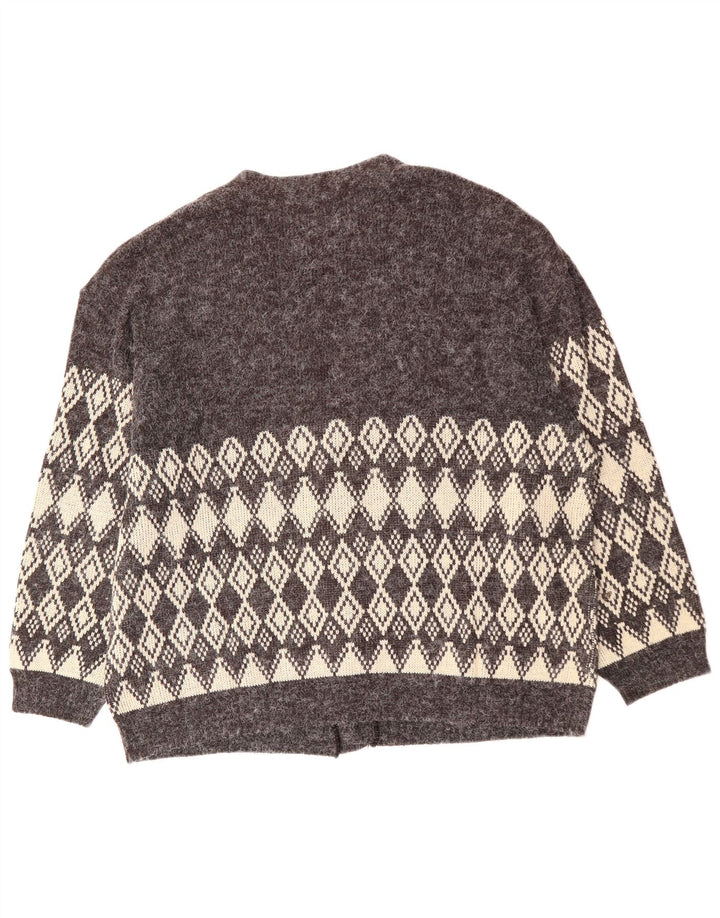 Maglione cardigan da uomo VINTAGE XL grigio a rombi/diamante