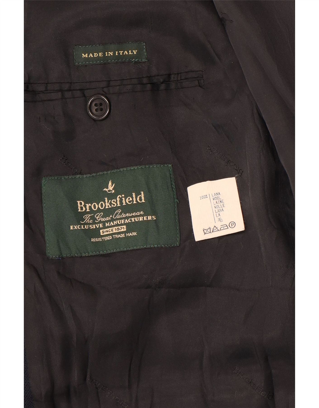 Giacca blazer a 3 bottoni da uomo Brooksfield UK 40 grande in lana blu navy