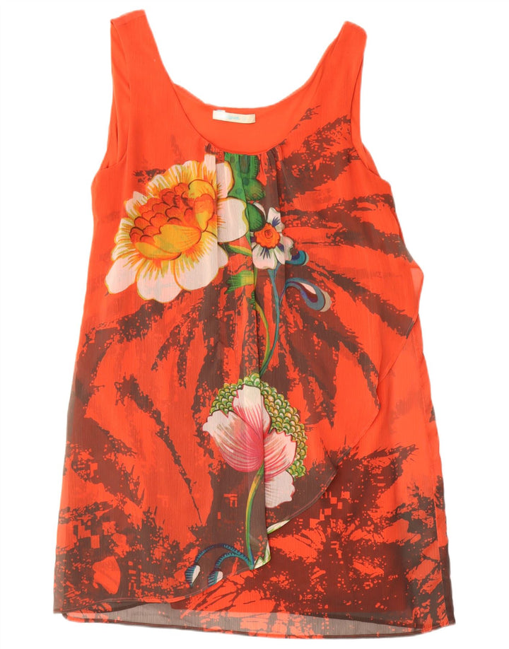 Abito a trapezio senza maniche da donna Desigual EU 44 XL Poliestere rosso floreale