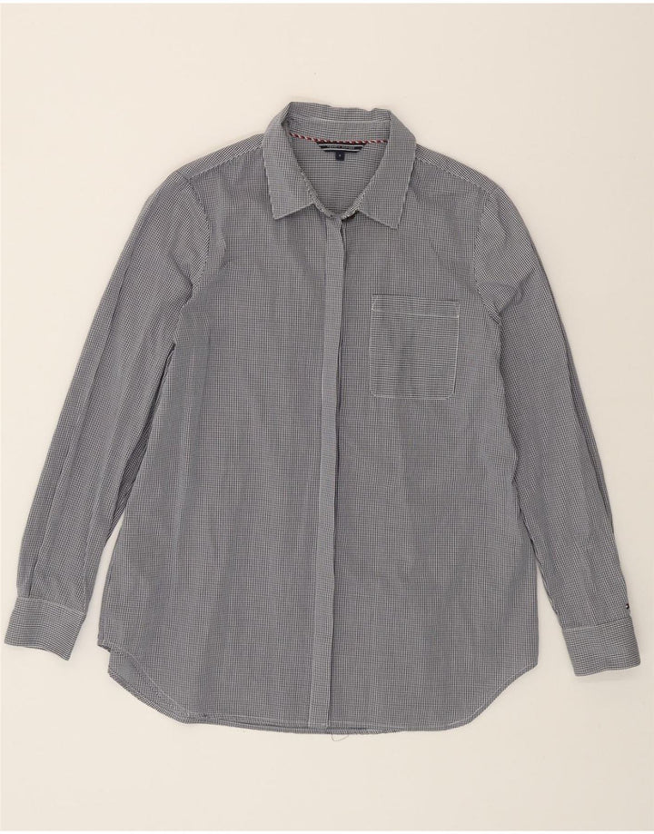 TOMMY HILFIGER Womens Longline Shirt US 8 Medium Blue Gingham Cotton Vintage Tommy Hilfiger and Second-Hand Tommy Hilfiger from Messina Hembry 