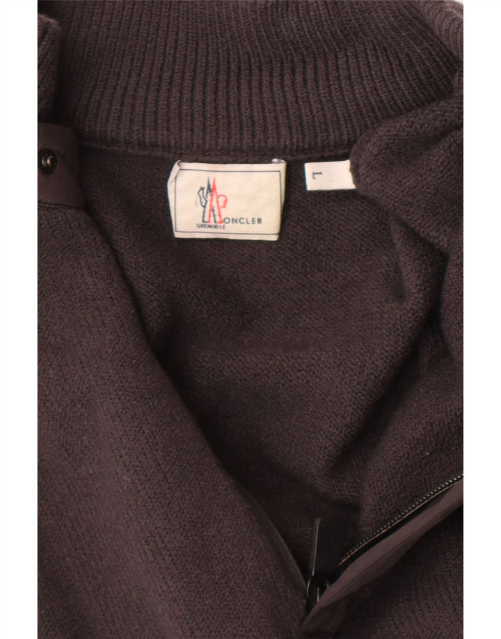 Moncler Uomo Maglione con zip collo maglione grande lana grigia