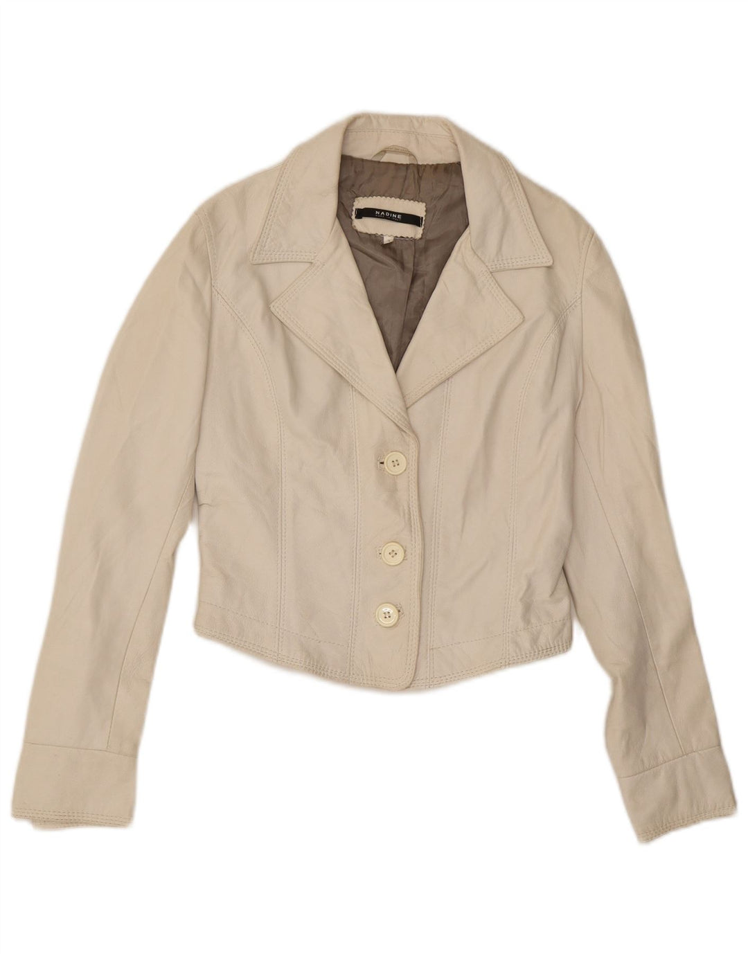 Giacca blazer in pelle da donna a 3 bottoni NADINE UK 10 piccola in pelle bianca