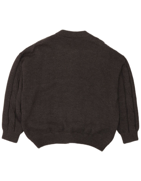 Maglione cardigan da uomo vintage 2XL in lana grigia
