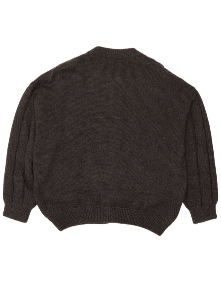 Maglione cardigan da uomo vintage 2XL in lana grigia
