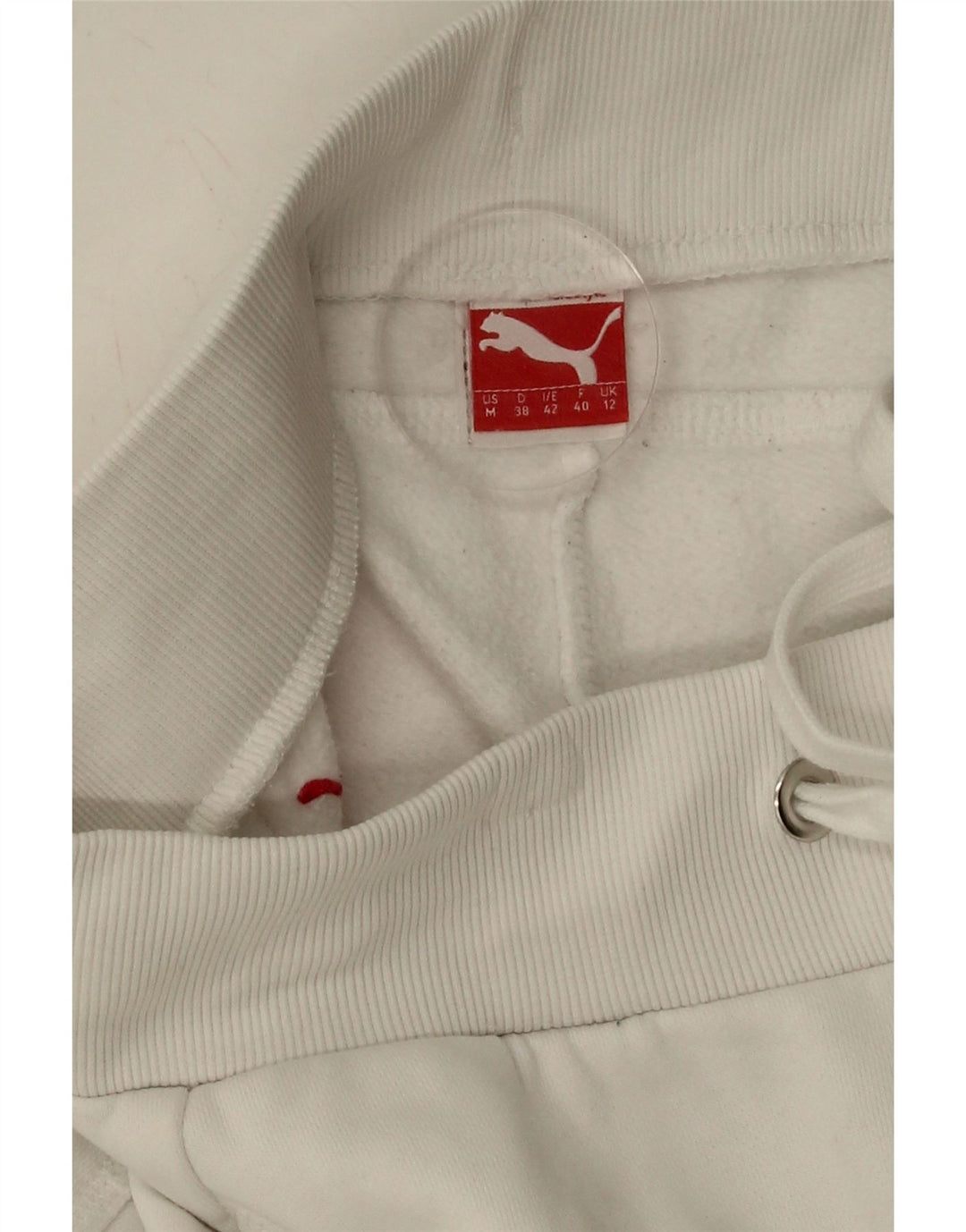 PUMA Womens Graphic Tracksuit Trousers Joggers UK 12 Medium White Vintage Puma and Second-Hand Puma from Messina Hembry 
