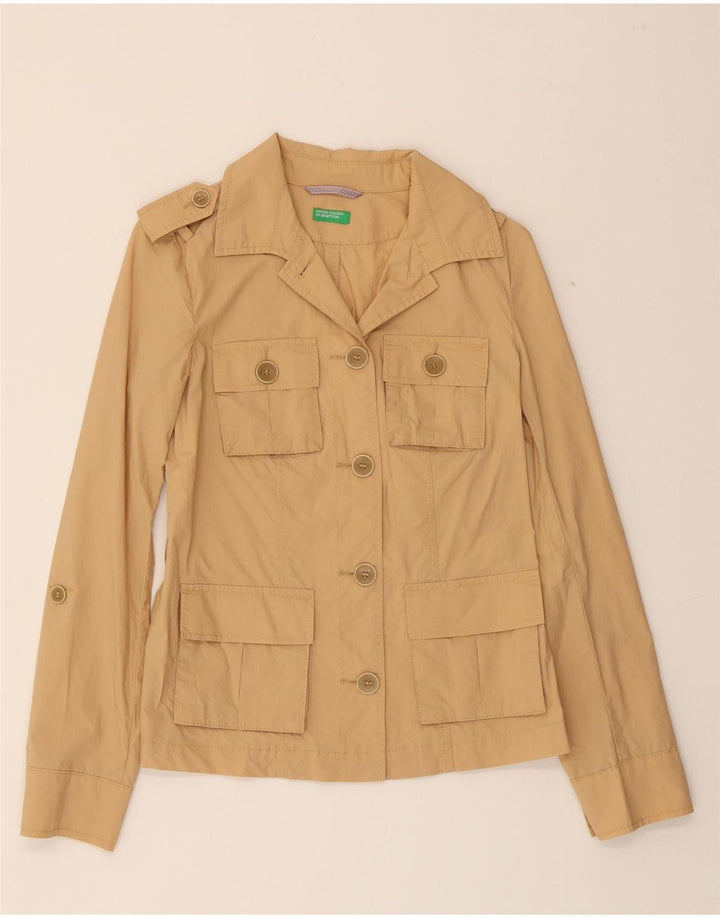 BENETTON Womens Military Jacket UK 8 Small  Beige Cotton Vintage Benetton and Second-Hand Benetton from Messina Hembry 