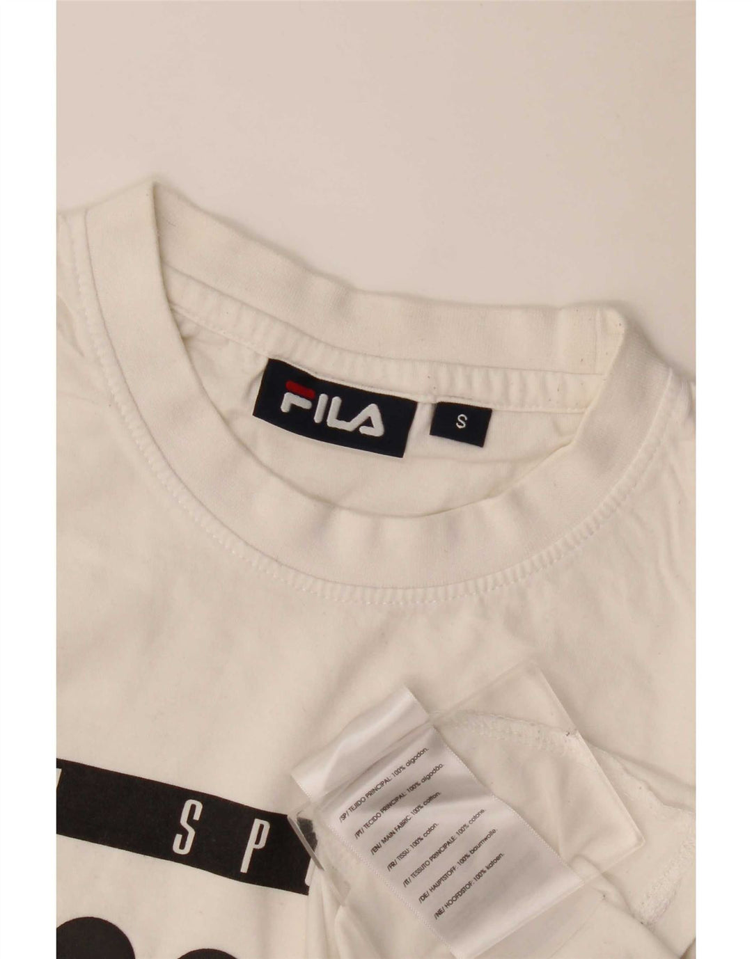 T-shirt grafica da uomo Fila Top Small in cotone bianco