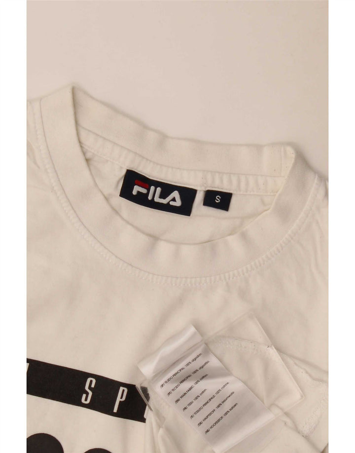 T-shirt grafica da uomo Fila Top Small in cotone bianco