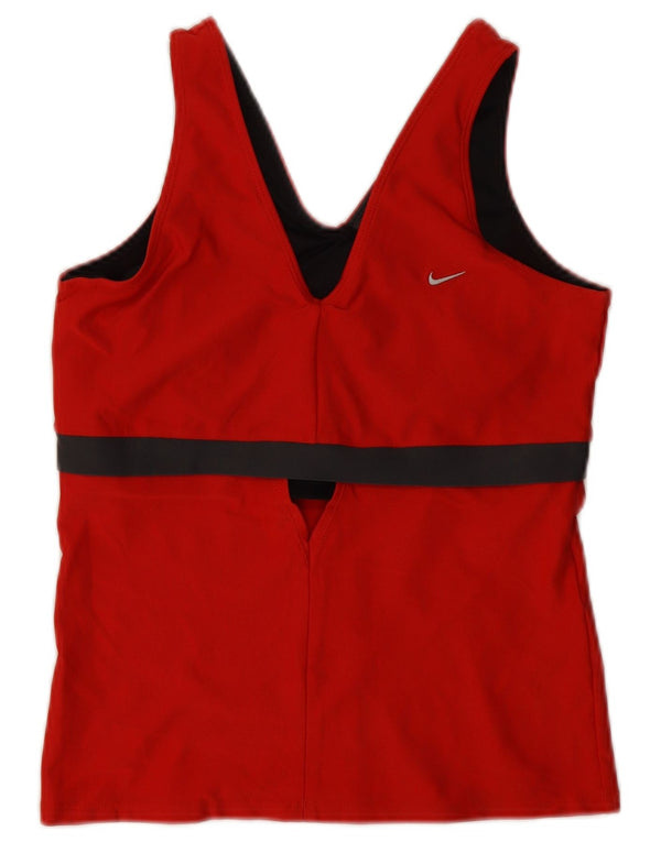 Canotta Nike Dri Fit da donna UK 14/16 Large Rosso Colourblock Poliestere