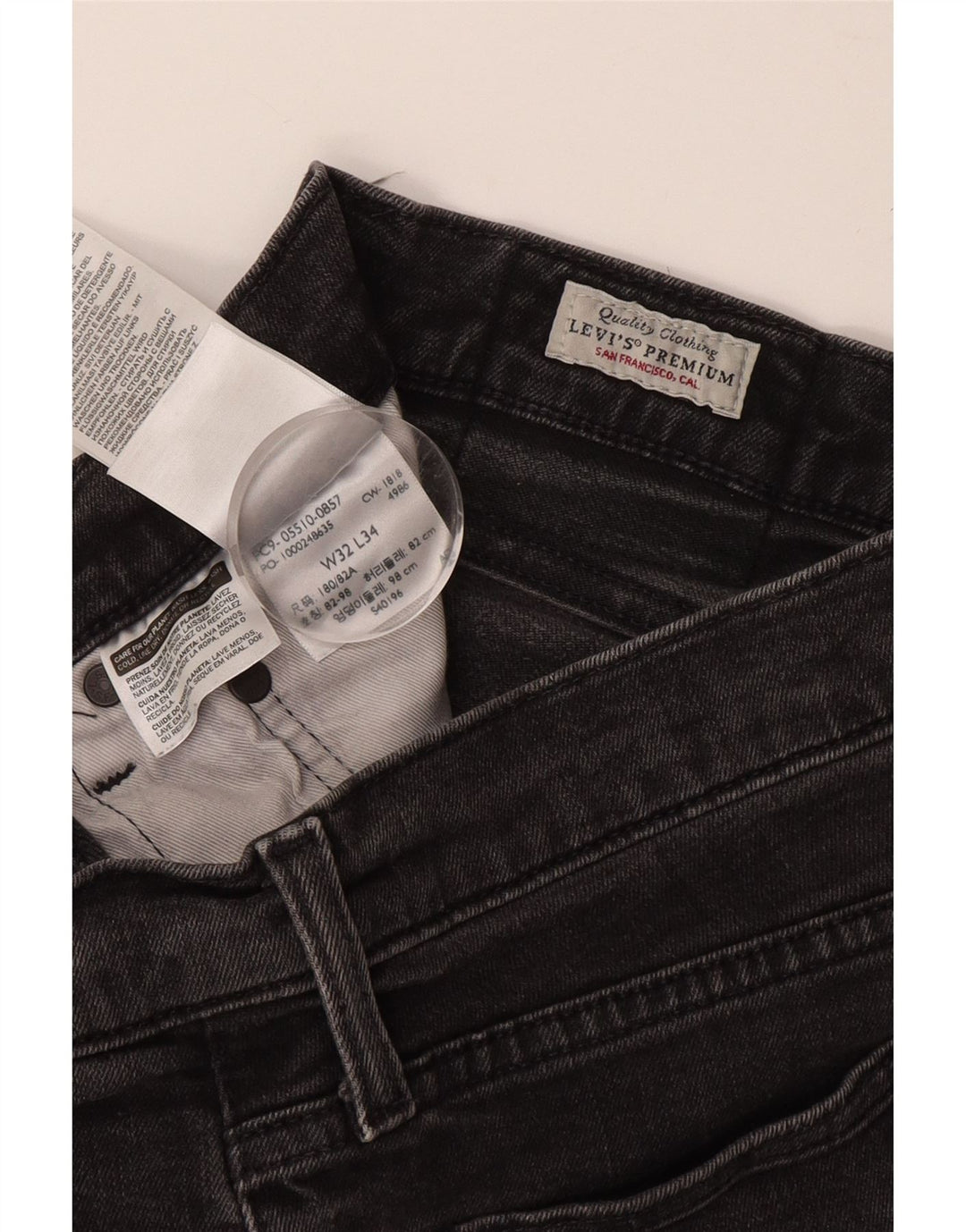 Jeans slim da uomo LEVI'S W32 L34 cotone grigio