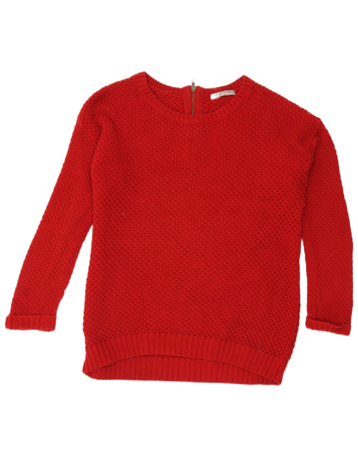 Maglione maglione oversize con scollo a barca da donna Marks & Spencer UK 10 piccolo rosso