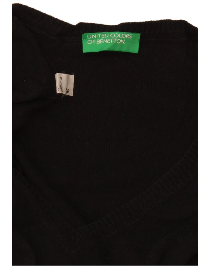 Maglione da donna Benetton a scollo a V UK 12 Medio Nero