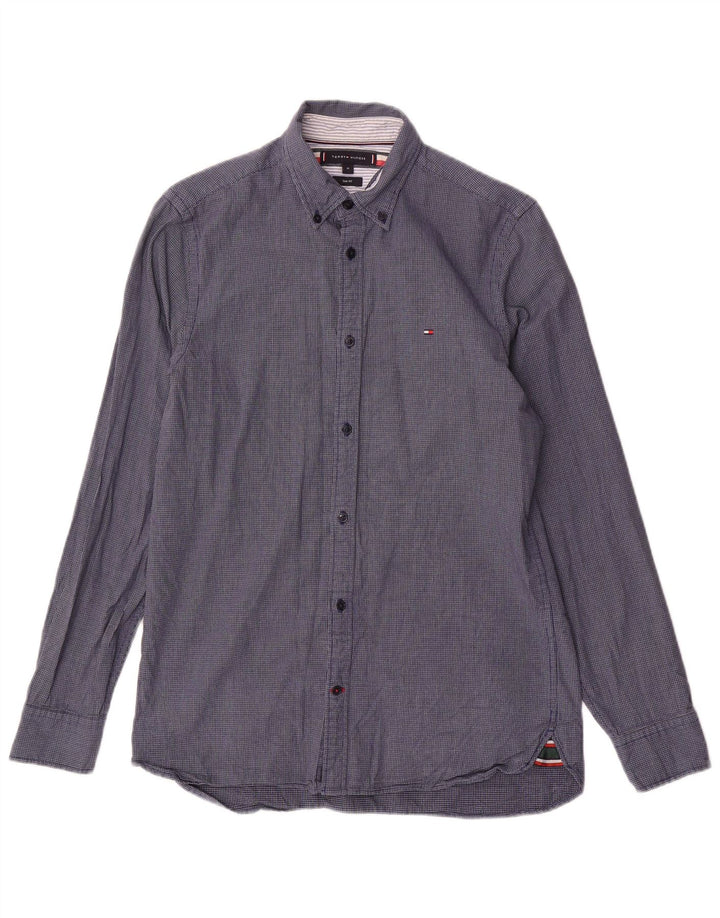 Camicia slim fit da uomo Tommy Hilfiger a quadri blu navy medio