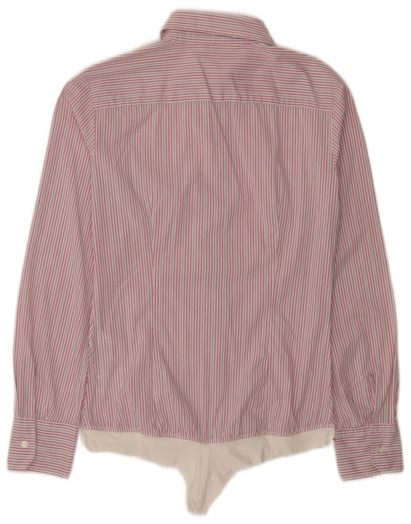 Benetton Camicia Body Donna UK 12 Cotone gessato rosa medio