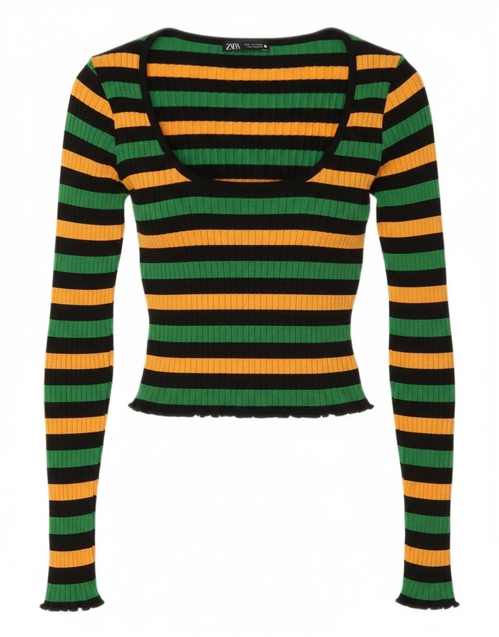 Top corto da donna Zara UK 12 medio a righe multicolore