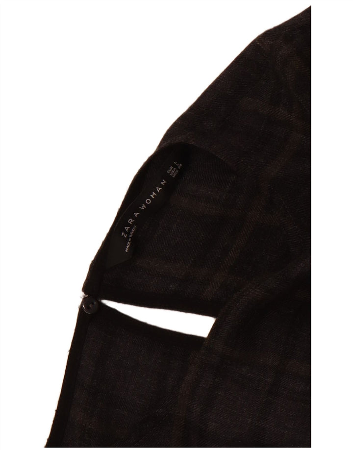 Abito Zara da donna a maniche lunghe a vita bassa UK 14 quadri grigi grandi