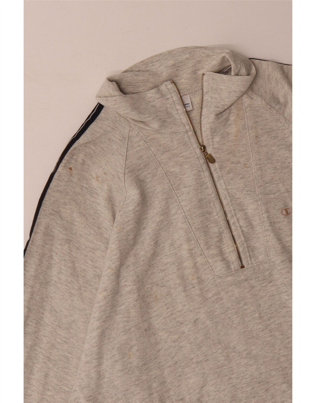 CHAMPION Felpa con collo con zip grafica da uomo Maglione XL Grigio Colourblock