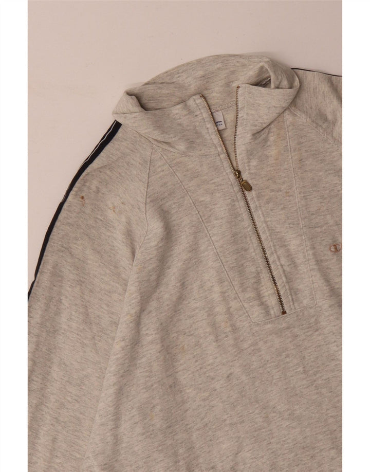 CHAMPION Felpa con collo con zip grafica da uomo Maglione XL Grigio Colourblock