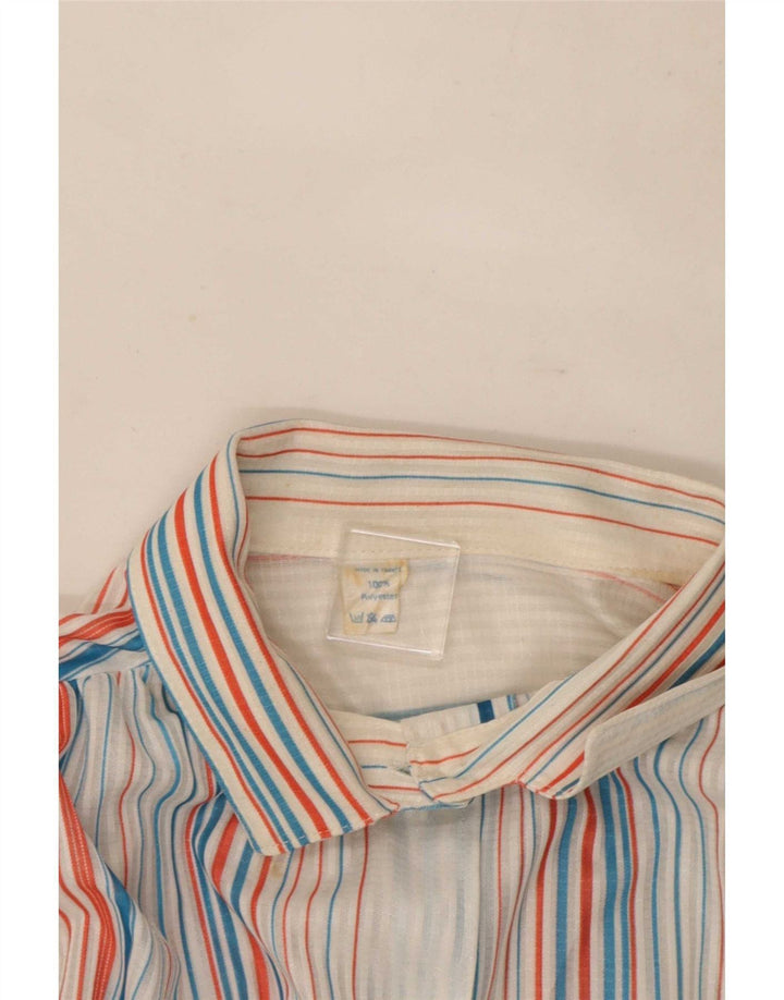Camicetta camicia vintage da donna UK 16 Grande poliestere a righe multicolore