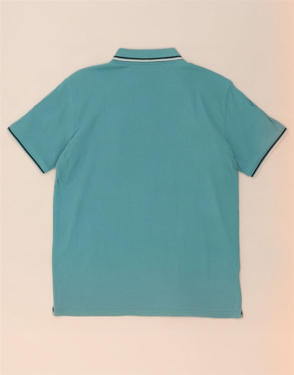 Champion Mens Polo Shirt Medium Blue Striped Cotton