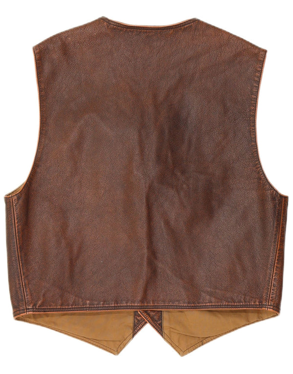 Gilet in pelle da uomo vintage XL in pelle marrone