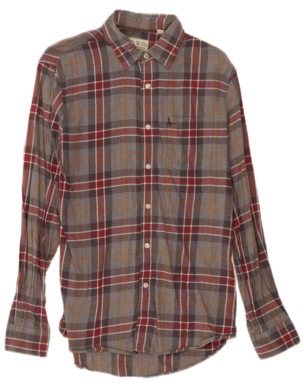 Camicia in flanella da uomo Jack Wills piccola in cotone scozzese grigio