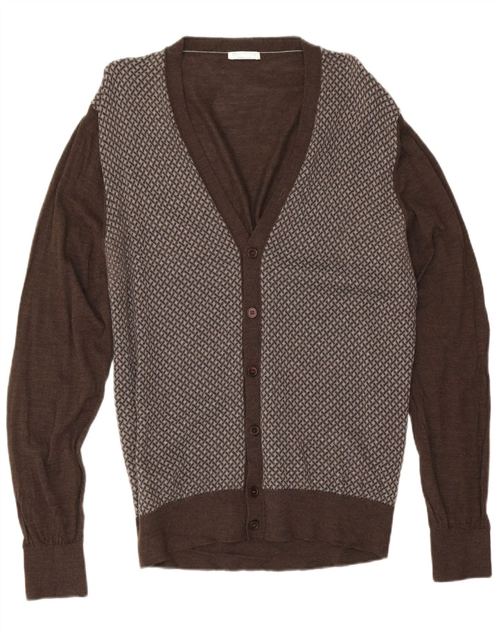 Maglione cardigan uomo Gran Sasso IT 58 2XL Lana geometrica marrone