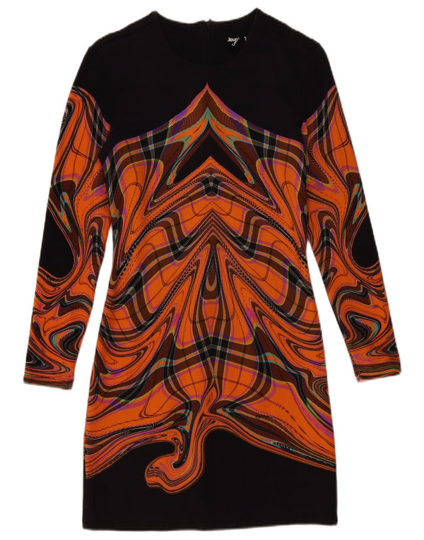 Desigual Womens Abstract Pattern Sheath Dress UK 12 Medium Black