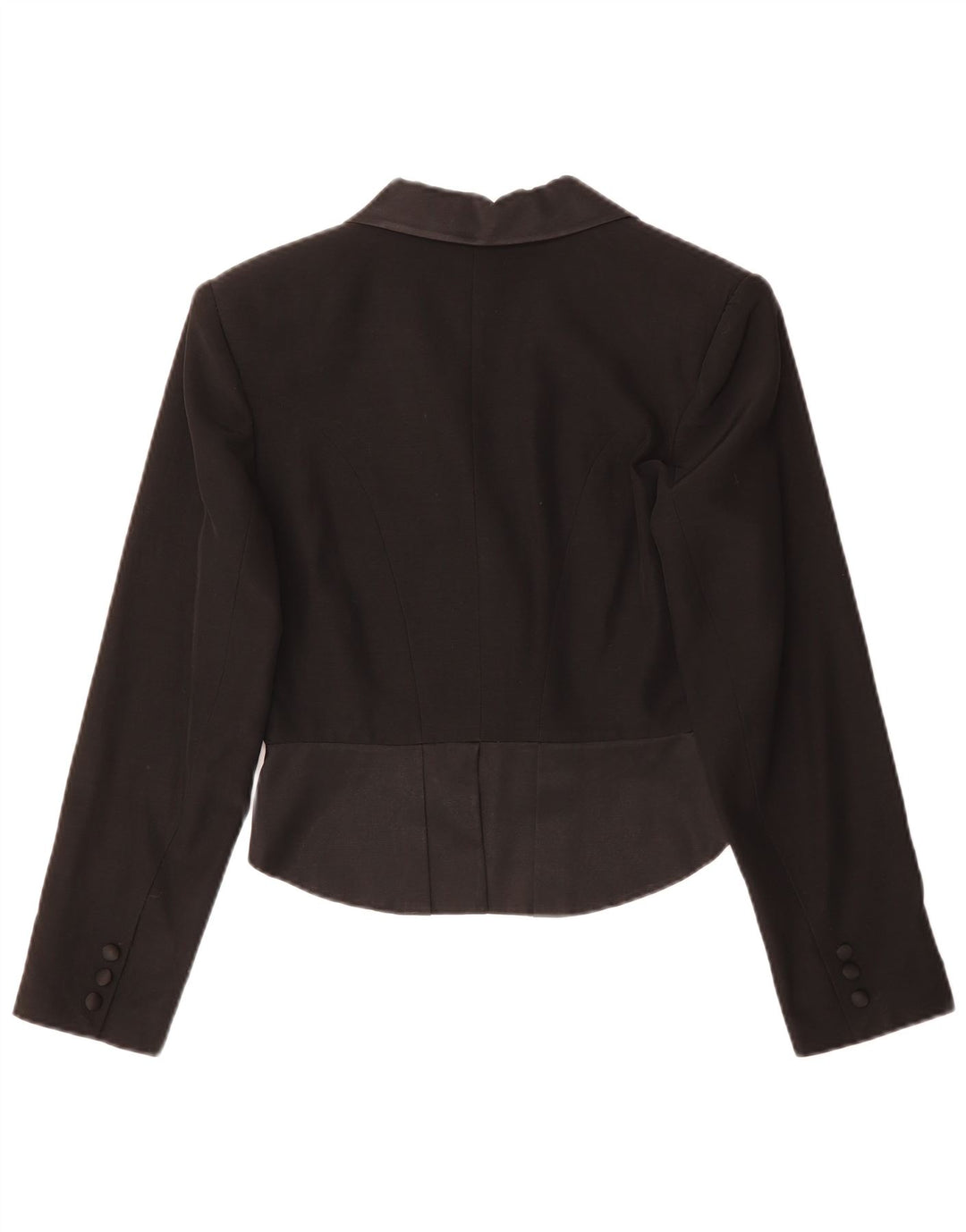 Giacca blazer asimmetrica a 3 bottoni vintage da donna EU 36 piccolo acetato nero