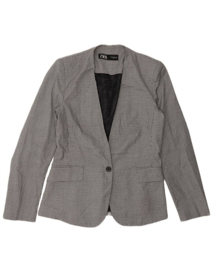 Giacca blazer a 1 bottone da donna Zara EU 36 XS poliestere pied de poule grigio