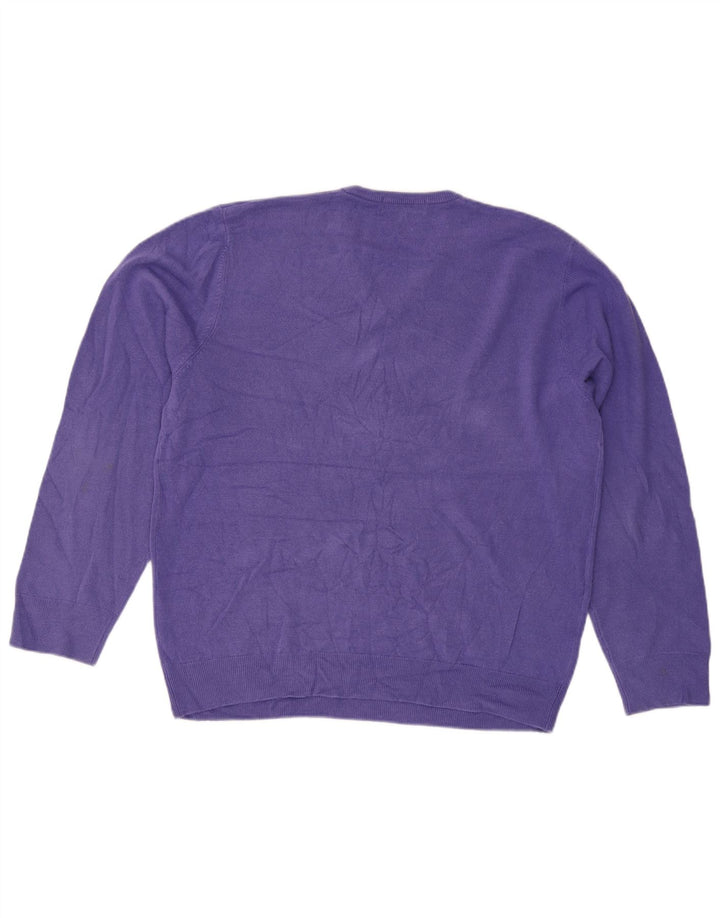 Maglione maglione con scollo a V da uomo Marks & Spencer XL viola acrilico