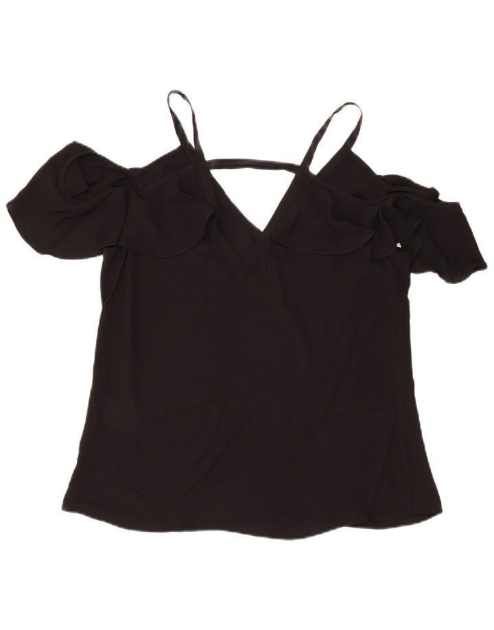 BCBGMAXAZRIA Top da donna con spalle scoperte UK 2 2XS Poliestere nero
