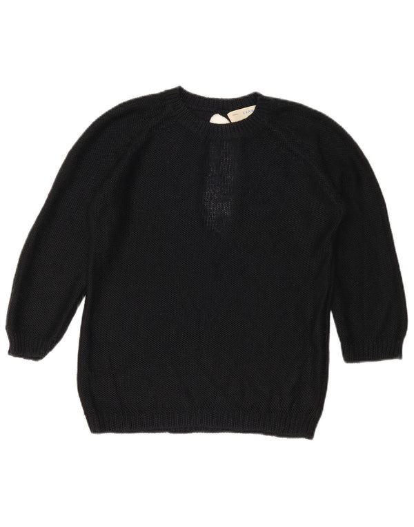 Maglione girocollo da donna con maniche a 3/4 Zara UK 10 piccolo nero